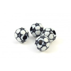 Acrylic bead soccer ball black and white 10x12mm 